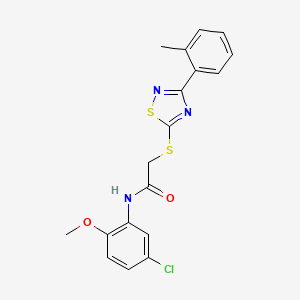 molecular formula C18H16ClN3O2S2 B2429256 N-(5-chloro-2-methoxyphenyl)-2-((3-(o-tolyl)-1,2,4-thiadiazol-5-yl)thio)acetamide CAS No. 864918-59-2
