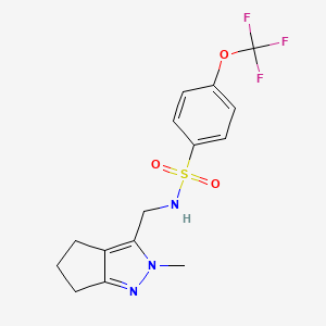 molecular formula C15H16F3N3O3S B2429271 N-((2-methyl-2,4,5,6-tetrahydrocyclopenta[c]pyrazol-3-yl)methyl)-4-(trifluoromethoxy)benzenesulfonamide CAS No. 2034553-18-7