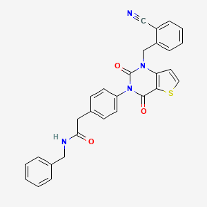 molecular formula C29H22N4O3S B2429272 N-benzyl-2-(4-{1-[(2-cyanophenyl)methyl]-2,4-dioxo-1H,2H,3H,4H-thieno[3,2-d]pyrimidin-3-yl}phenyl)acetamide CAS No. 912881-88-0