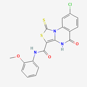 B2429284 8-chloro-N-(2-methoxyphenyl)-5-oxo-1-thioxo-4,5-dihydro-1H-thiazolo[3,4-a]quinazoline-3-carboxamide CAS No. 1111184-13-4