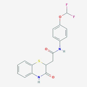molecular formula C17H14F2N2O3S B2429287 N-[4-(difluoromethoxy)phenyl]-2-(3-oxo-3,4-dihydro-2H-1,4-benzothiazin-2-yl)acetamide CAS No. 302552-54-1