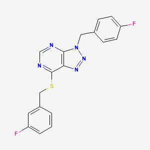 molecular formula C18H13F2N5S B2429291 3-(4-fluorobenzyl)-7-((3-fluorobenzyl)thio)-3H-[1,2,3]triazolo[4,5-d]pyrimidine CAS No. 863458-10-0