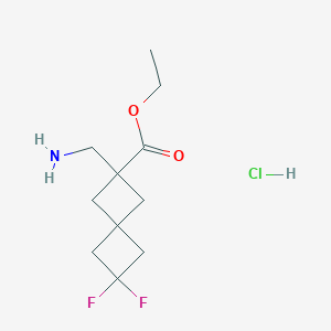 molecular formula C11H18ClF2NO2 B2429330 Ethyl2-(aminomethyl)-6,6-difluorospiro[3.3]heptane-2-carboxylatehydrochloride CAS No. 2309447-18-3