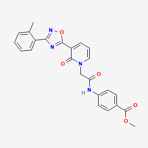 molecular formula C24H20N4O5 B2429348 methyl 4-(2-{3-[3-(2-methylphenyl)-1,2,4-oxadiazol-5-yl]-2-oxo-1,2-dihydropyridin-1-yl}acetamido)benzoate CAS No. 1251696-01-1