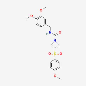 molecular formula C20H24N2O6S B2429361 N-(3,4-dimethoxybenzyl)-3-((4-methoxyphenyl)sulfonyl)azetidine-1-carboxamide CAS No. 1797144-31-0