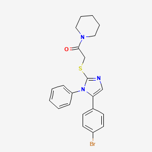 molecular formula C22H22BrN3OS B2429377 2-((5-(4-bromophenyl)-1-phenyl-1H-imidazol-2-yl)thio)-1-(piperidin-1-yl)ethanone CAS No. 1207006-68-5