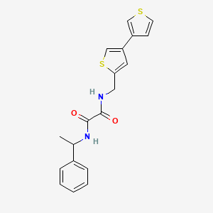 molecular formula C19H18N2O2S2 B2429389 N-({[3,3'-bithiophene]-5-yl}methyl)-N'-(1-phenylethyl)ethanediamide CAS No. 2379997-07-4