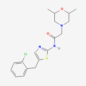 molecular formula C18H22ClN3O2S B2429414 N-[5-[(2-chlorophenyl)methyl]-1,3-thiazol-2-yl]-2-(2,6-dimethylmorpholin-4-yl)acetamide CAS No. 854003-73-9