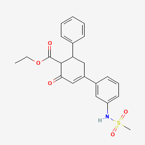 molecular formula C22H23NO5S B2429419 Ethyl 4-[3-(methanesulfonamido)phenyl]-2-oxo-6-phenylcyclohex-3-ene-1-carboxylate CAS No. 867042-22-6