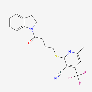 2-((4-(Indolin-1-yl)-4-oxobutyl)thio)-6-methyl-4-(trifluoromethyl)nicotinonitrile
