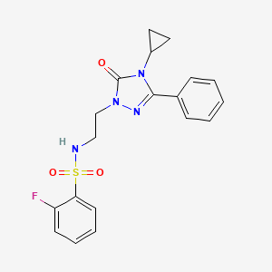 N-(2-(4-cyclopropyl-5-oxo-3-phenyl-4,5-dihydro-1H-1,2,4-triazol-1-yl)ethyl)-2-fluorobenzenesulfonamide