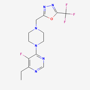 B2429446 2-[[4-(6-Ethyl-5-fluoropyrimidin-4-yl)piperazin-1-yl]methyl]-5-(trifluoromethyl)-1,3,4-oxadiazole CAS No. 2415563-40-3