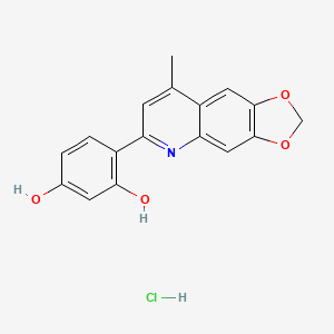B2429451 4-{8-methyl-2H-[1,3]dioxolo[4,5-g]quinolin-6-yl}benzene-1,3-diol hydrochloride CAS No. 1797668-19-9