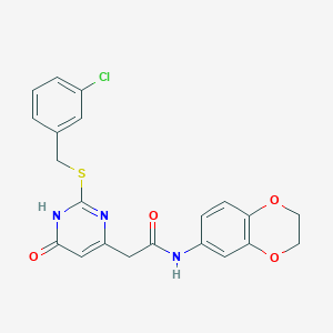 2-(2-((3-chlorobenzyl)thio)-6-oxo-1,6-dihydropyrimidin-4-yl)-N-(2,3-dihydrobenzo[b][1,4]dioxin-6-yl)acetamide