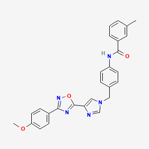molecular formula C27H23N5O3 B2429474 N-[4-({4-[3-(4-methoxyphenyl)-1,2,4-oxadiazol-5-yl]-1H-imidazol-1-yl}methyl)phenyl]-3-methylbenzamide CAS No. 1111017-08-3