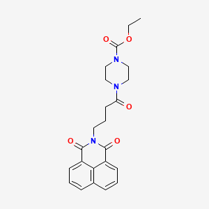 molecular formula C23H25N3O5 B2429477 ethyl 4-(4-{2,4-dioxo-3-azatricyclo[7.3.1.0^{5,13}]trideca-1(12),5,7,9(13),10-pentaen-3-yl}butanoyl)piperazine-1-carboxylate CAS No. 342596-93-4