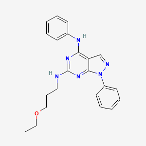 molecular formula C22H24N6O B2429487 N~6~-(3-ethoxypropyl)-N~4~,1-diphenyl-1H-pyrazolo[3,4-d]pyrimidine-4,6-diamine CAS No. 955337-64-1