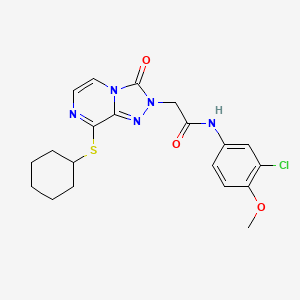 molecular formula C20H22ClN5O3S B2429505 N-(3-chloro-4-methoxyphenyl)-2-[8-(cyclohexylsulfanyl)-3-oxo-2H,3H-[1,2,4]triazolo[4,3-a]pyrazin-2-yl]acetamide CAS No. 1251550-21-6