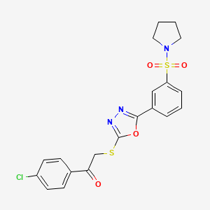 1-(4-Chlorophenyl)-2-((5-(3-(pyrrolidin-1-ylsulfonyl)phenyl)-1,3,4-oxadiazol-2-yl)thio)ethanone