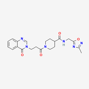 molecular formula C21H24N6O4 B2429531 N-((3-methyl-1,2,4-oxadiazol-5-yl)methyl)-1-(3-(4-oxoquinazolin-3(4H)-yl)propanoyl)piperidine-4-carboxamide CAS No. 1334373-14-6
