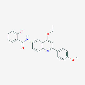 molecular formula C25H21FN2O3 B2429549 N-[4-ethoxy-2-(4-methoxyphenyl)quinolin-6-yl]-2-fluorobenzamide CAS No. 1358422-43-1