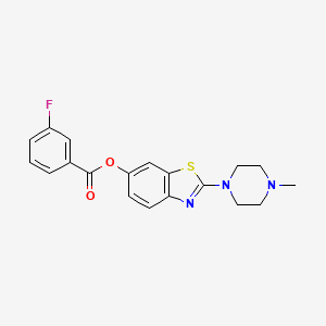 molecular formula C19H18FN3O2S B2429574 2-(4-甲基哌嗪-1-基)苯并[d]噻唑-6-基-3-氟基苯甲酸酯 CAS No. 941890-33-1