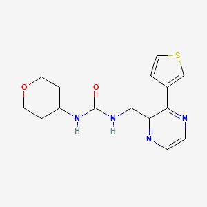 molecular formula C15H18N4O2S B2429575 1-(tetrahydro-2H-pyran-4-yl)-3-((3-(thiophen-3-yl)pyrazin-2-yl)methyl)urea CAS No. 2034368-97-1
