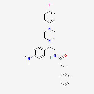 molecular formula C29H35FN4O B2429584 N-{2-[4-(dimethylamino)phenyl]-2-[4-(4-fluorophenyl)piperazin-1-yl]ethyl}-3-phenylpropanamide CAS No. 1005305-41-8