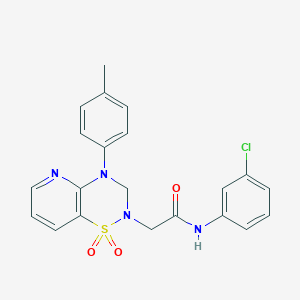 molecular formula C21H19ClN4O3S B2429586 N-(3-chlorophenyl)-2-(1,1-dioxido-4-(p-tolyl)-3,4-dihydro-2H-pyrido[2,3-e][1,2,4]thiadiazin-2-yl)acetamide CAS No. 1251605-71-6
