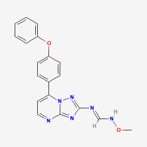 molecular formula C19H16N6O2 B2429588 (E)-N'-methoxy-N-[7-(4-phenoxyphenyl)-[1,2,4]triazolo[1,5-a]pyrimidin-2-yl]methanimidamide CAS No. 303145-99-5