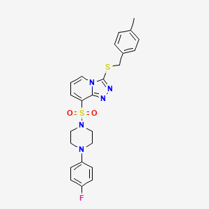 molecular formula C24H24FN5O2S2 B2429589 8-((4-(4-Fluorophenyl)piperazin-1-yl)sulfonyl)-3-((4-methylbenzyl)thio)-[1,2,4]triazolo[4,3-a]pyridine CAS No. 1116076-87-9