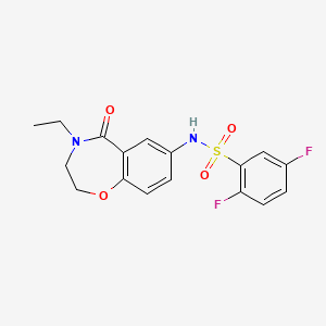 molecular formula C17H16F2N2O4S B2429591 N-(4-ethyl-5-oxo-2,3,4,5-tetrahydrobenzo[f][1,4]oxazepin-7-yl)-2,5-difluorobenzenesulfonamide CAS No. 922553-55-7
