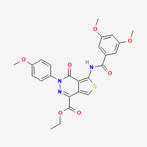 molecular formula C25H23N3O7S B2429599 乙基 5-(3,5-二甲氧基苯甲酰胺)-3-(4-甲氧基苯基)-4-氧代-3,4-二氢噻吩[3,4-d]吡啶-1-羧酸酯 CAS No. 851951-88-7