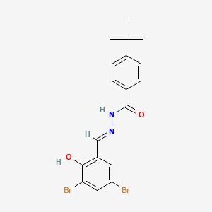 molecular formula C18H18Br2N2O2 B2429601 4-tert-butyl-N'-[(E)-(3,5-dibromo-2-hydroxyphenyl)methylidene]benzohydrazide CAS No. 328921-31-9