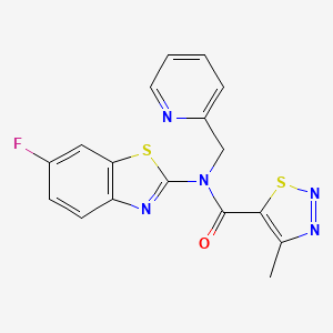 molecular formula C17H12FN5OS2 B2429606 N-(6-fluorobenzo[d]thiazol-2-yl)-4-methyl-N-(pyridin-2-ylmethyl)-1,2,3-thiadiazole-5-carboxamide CAS No. 1171735-39-9