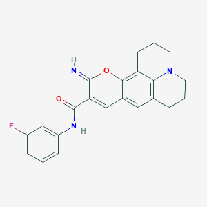 molecular formula C22H20FN3O2 B2429607 N-(3-fluorophenyl)-4-imino-3-oxa-13-azatetracyclo[7.7.1.0^{2,7}.0^{13,17}]heptadeca-1,5,7,9(17)-tetraene-5-carboxamide CAS No. 901877-85-8