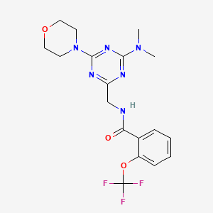 molecular formula C18H21F3N6O3 B2429611 N-((4-(dimethylamino)-6-morpholino-1,3,5-triazin-2-yl)methyl)-2-(trifluoromethoxy)benzamide CAS No. 2034543-26-3