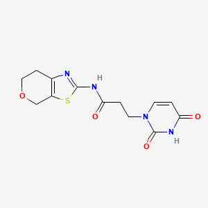 molecular formula C13H14N4O4S B2429618 N-(6,7-dihydro-4H-pyrano[4,3-d]thiazol-2-yl)-3-(2,4-dioxo-3,4-dihydropyrimidin-1(2H)-yl)propanamide CAS No. 1421489-19-1
