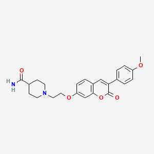 molecular formula C24H26N2O5 B2429619 1-(2-((3-(4-甲氧基苯基)-2-氧代-2H-咖啡因-7-基)氧基)乙基)哌啶-4-甲酰胺 CAS No. 903584-12-3