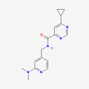 molecular formula C16H19N5O B2429620 6-Cyclopropyl-N-[[2-(dimethylamino)pyridin-4-yl]methyl]pyrimidine-4-carboxamide CAS No. 2415532-85-1