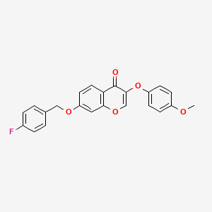 molecular formula C23H17FO5 B2429624 7-[(4-Fluorophenyl)methoxy]-3-(4-methoxyphenoxy)chromen-4-one CAS No. 441316-19-4