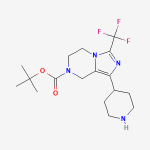 molecular formula C17H25F3N4O2 B2429630 Tert-butyl 1-piperidin-4-yl-3-(trifluoromethyl)-6,8-dihydro-5H-imidazo[1,5-a]pyrazine-7-carboxylate CAS No. 2344685-37-4