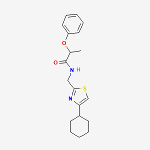 molecular formula C19H24N2O2S B2429631 N-[(4-cyclohexyl-1,3-thiazol-2-yl)methyl]-2-phenoxypropanamide CAS No. 2034490-16-7