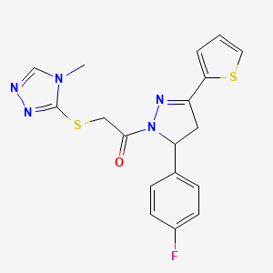 1-[3-(4-Fluorophenyl)-5-thiophen-2-yl-3,4-dihydropyrazol-2-yl]-2-[(4-methyl-1,2,4-triazol-3-yl)sulfanyl]ethanone