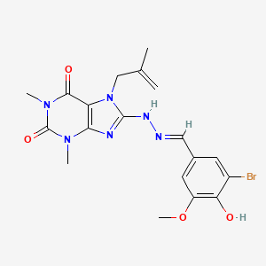 (E)-8-(2-(3-bromo-4-hydroxy-5-methoxybenzylidene)hydrazinyl)-1,3-dimethyl-7-(2-methylallyl)-1H-purine-2,6(3H,7H)-dione