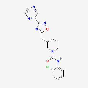 molecular formula C19H19ClN6O2 B2429653 N-(2-chlorophenyl)-3-((3-(pyrazin-2-yl)-1,2,4-oxadiazol-5-yl)methyl)piperidine-1-carboxamide CAS No. 1705440-77-2
