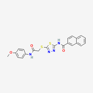 molecular formula C22H18N4O3S2 B2429657 N-[5-({[(4-methoxyphenyl)carbamoyl]methyl}sulfanyl)-1,3,4-thiadiazol-2-yl]naphthalene-2-carboxamide CAS No. 391869-49-1