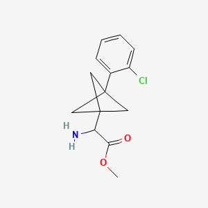 molecular formula C14H16ClNO2 B2429660 Methyl 2-amino-2-[3-(2-chlorophenyl)-1-bicyclo[1.1.1]pentanyl]acetate CAS No. 2287262-13-7