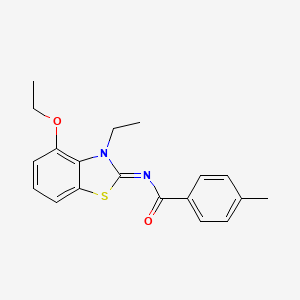 molecular formula C19H20N2O2S B2429662 (E)-N-(4-ethoxy-3-ethylbenzo[d]thiazol-2(3H)-ylidene)-4-methylbenzamide CAS No. 864925-40-6