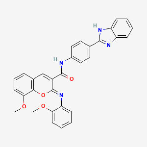 (2Z)-N-[4-(1H-benzimidazol-2-yl)phenyl]-8-methoxy-2-[(2-methoxyphenyl)imino]-2H-chromene-3-carboxamide